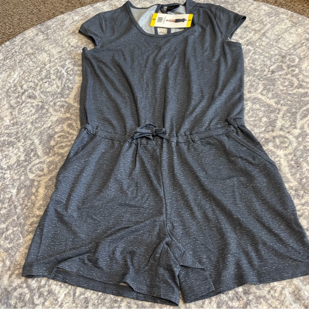 32 Degrees Dark Gray Heathered Drawstring Romper Shorts